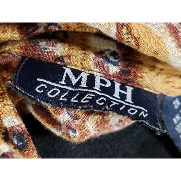 MPH Collection Womens Brown 100% Rayon Collared Long Sleeve Button Down Shirt 2X - Picture 9 of 13